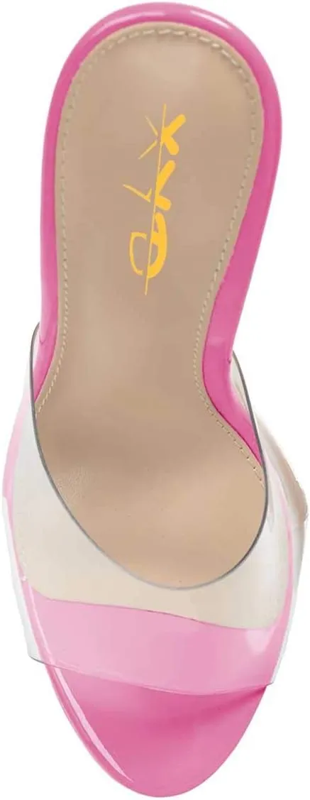 XYD Women Chic Platform Slide Mules Stiletto High Heel Peep Toe Sandals Transparent Summer Wedding Party Dancing Shoes