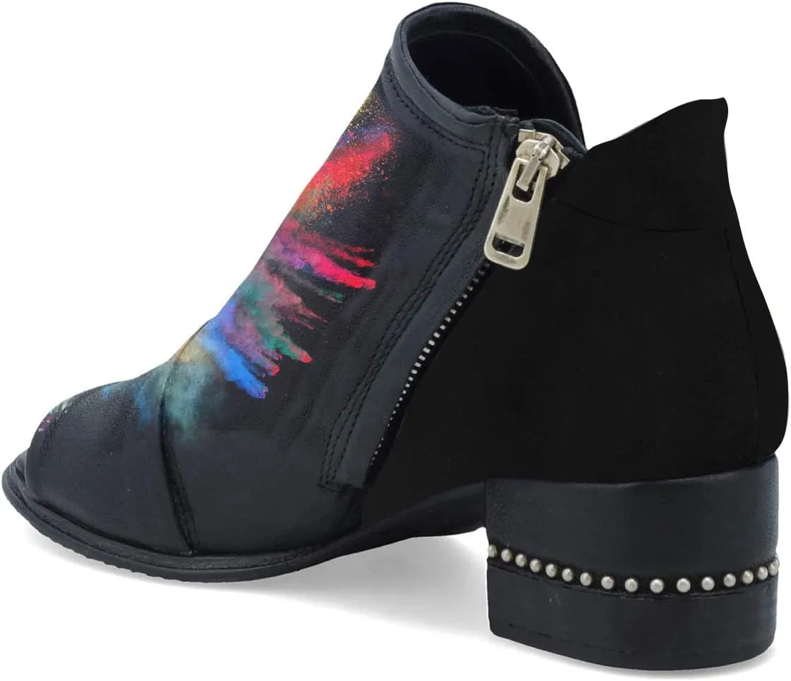XYD Women Chic V-cut Chunky Heel Ankle Boots Open Toe Studded Bootie Sandals Side Zipper Casual Dressy Party Dress Shoes
