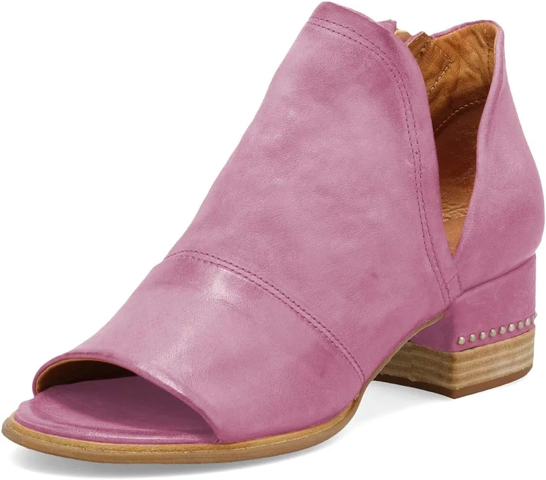 XYD Women Chic V-cut Chunky Heel Ankle Boots Open Toe Studded Bootie Sandals Side Zipper Casual Dressy Party Dress Shoes