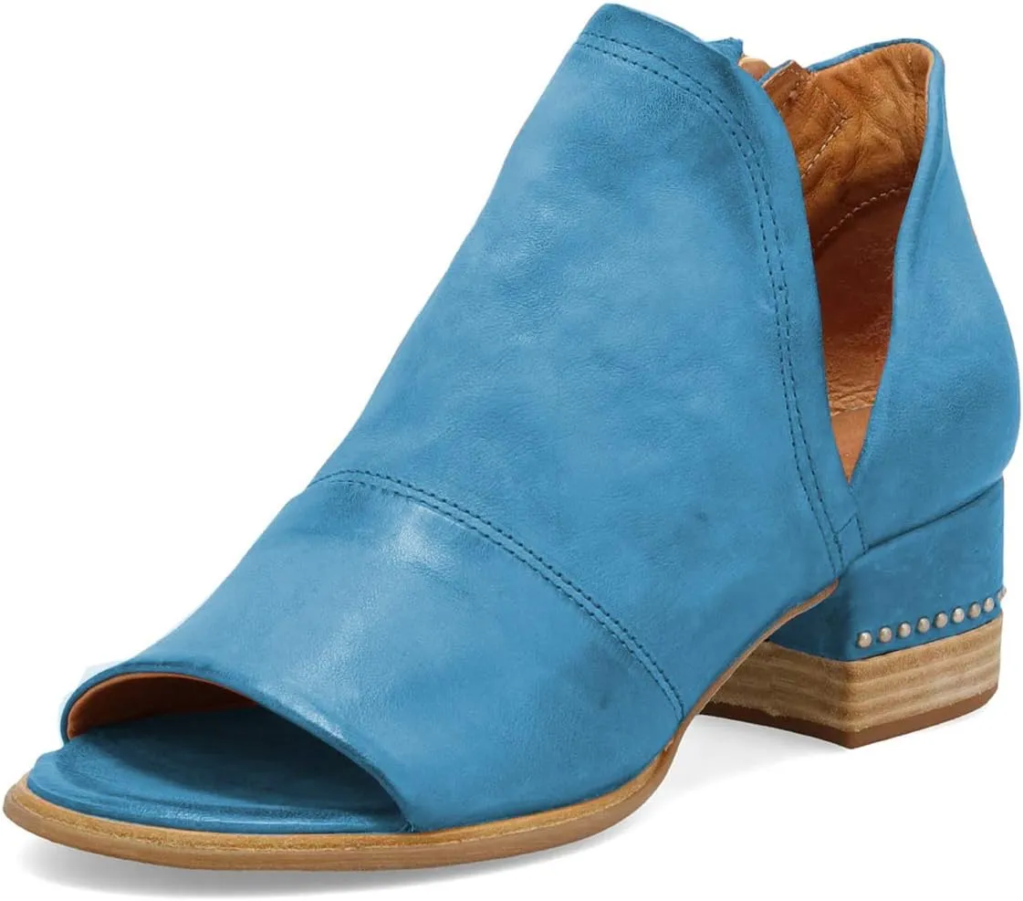 XYD Women Chic V-cut Chunky Heel Ankle Boots Open Toe Studded Bootie Sandals Side Zipper Casual Dressy Party Dress Shoes