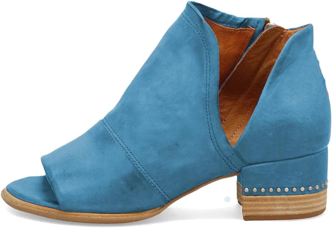 XYD Women Chic V-cut Chunky Heel Ankle Boots Open Toe Studded Bootie Sandals Side Zipper Casual Dressy Party Dress Shoes