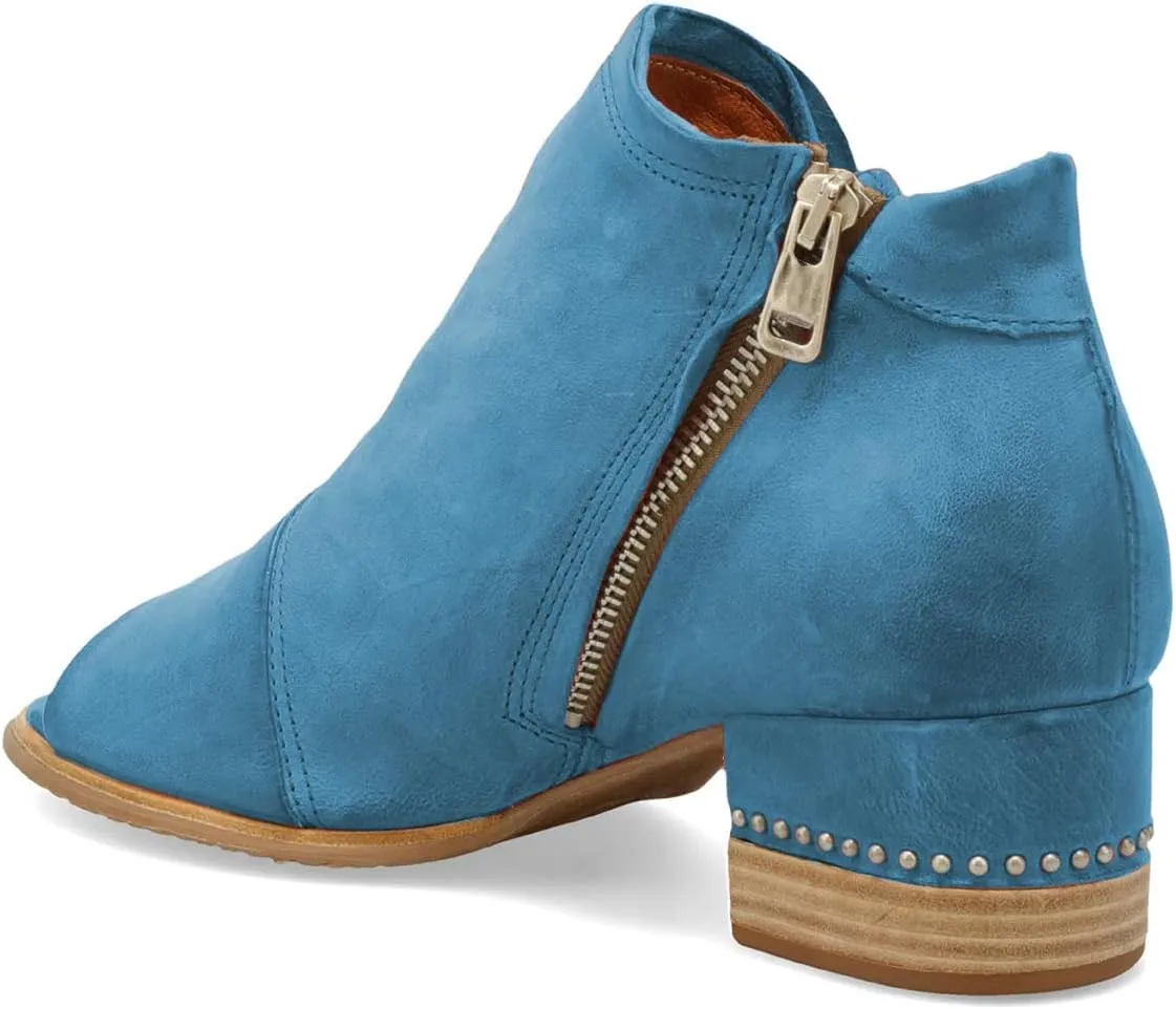 XYD Women Chic V-cut Chunky Heel Ankle Boots Open Toe Studded Bootie Sandals Side Zipper Casual Dressy Party Dress Shoes