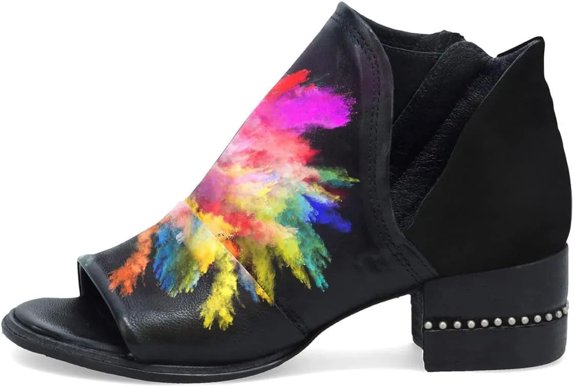 XYD Women Chic V-cut Chunky Heel Ankle Boots Open Toe Studded Bootie Sandals Side Zipper Casual Dressy Party Dress Shoes