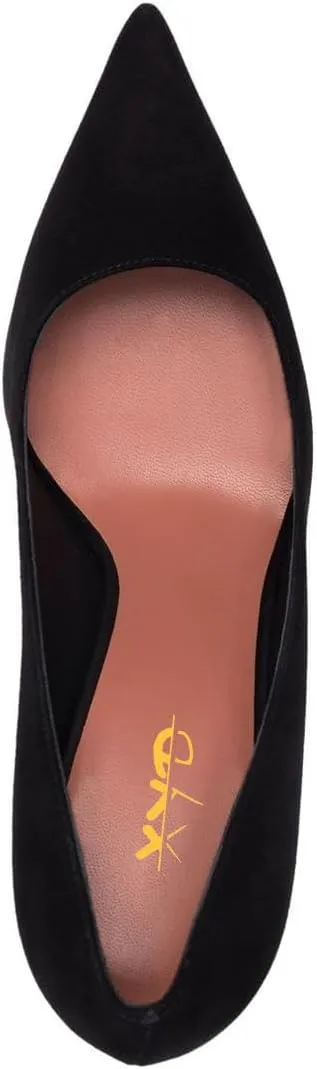 XYD Women Metal Circular High Heel Closed Pointed Toe Pumps Slip-on Office Formal Party Chic Shoes