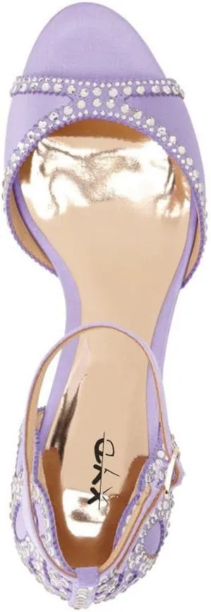 XYD Women's Sandals, Chic Peep Toe, D'Orsay Kitten Low Heels, Rhinestone Studs, Ankle Strap Satin Shoes for Wedding Ballroom