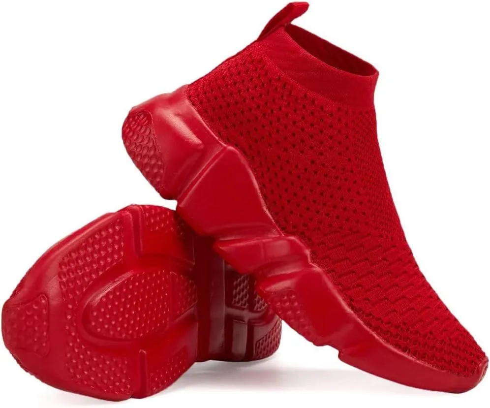 YAVY Kids Sneakers for Boys Tennis Shoes Girls Sock Sneakers for Kids Slip on Shoes Breathable high top Athletic Lightweight Walking Running Shoes