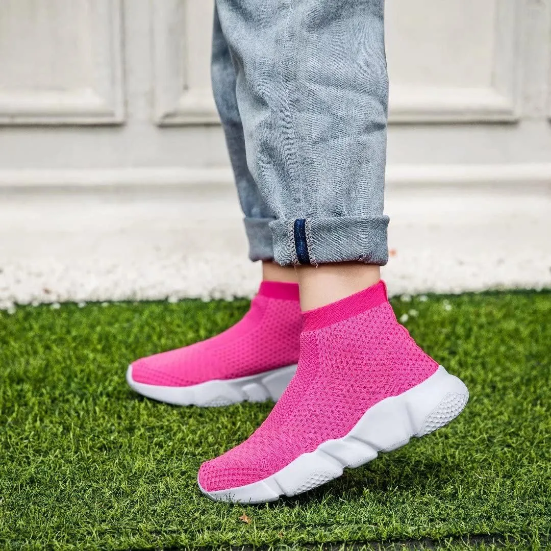 YAVY Kids Sneakers for Boys Tennis Shoes Girls Sock Sneakers for Kids Slip on Shoes Breathable high top Athletic Lightweight Walking Running Shoes