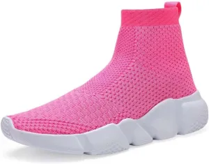 YAVY Kids Sneakers for Boys Tennis Shoes Girls Sock Sneakers for Kids Slip on Shoes Breathable high top Athletic Lightweight Walking Running Shoes