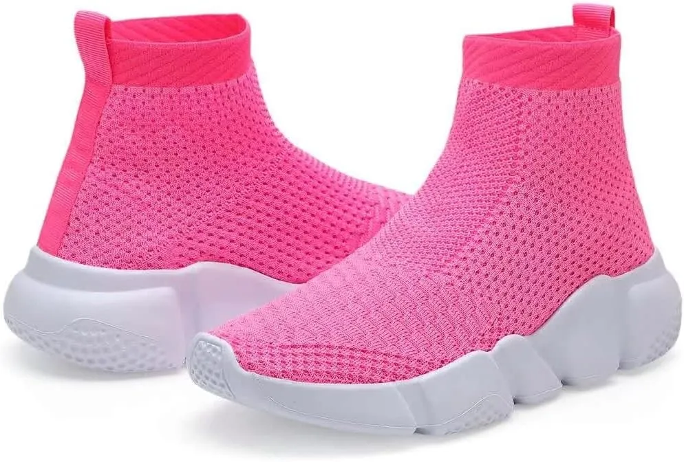 YAVY Kids Sneakers for Boys Tennis Shoes Girls Sock Sneakers for Kids Slip on Shoes Breathable high top Athletic Lightweight Walking Running Shoes