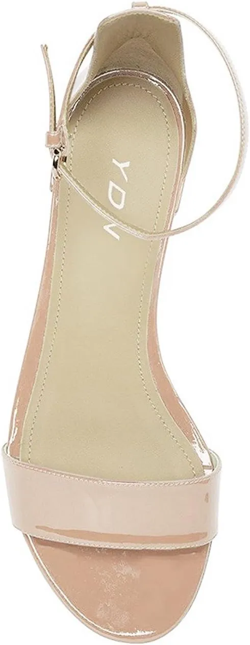 YDN Womens Chic Block Low Heel Sandals Open Toe Ankle Strap Patent Comfortable Walking Dress Flat Shoes Size 4-15