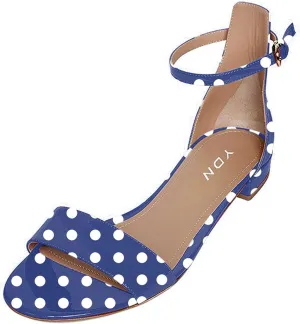 YDN Womens Chic Block Low Heel Sandals Open Toe Ankle Strap Patent Comfortable Walking Dress Flat Shoes Size 4-15