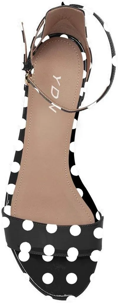 YDN Womens Chic Block Low Heel Sandals Open Toe Ankle Strap Patent Comfortable Walking Dress Flat Shoes Size 4-15
