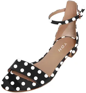 YDN Womens Chic Block Low Heel Sandals Open Toe Ankle Strap Patent Comfortable Walking Dress Flat Shoes Size 4-15