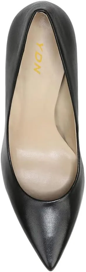 YDN Women's Chic Pointed Closed Toe Mid Heel Pumps Slip on Stiletto Slide Dress Shoe for Party Prom Size 4-15 US