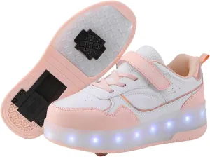 YUNICUS Kids LED Light up Shoes Wheel Shoes USB Charging Roller Skate Shoes Sneakers Girls Boys Kids Best Gift for Birthday Halloween Christmas