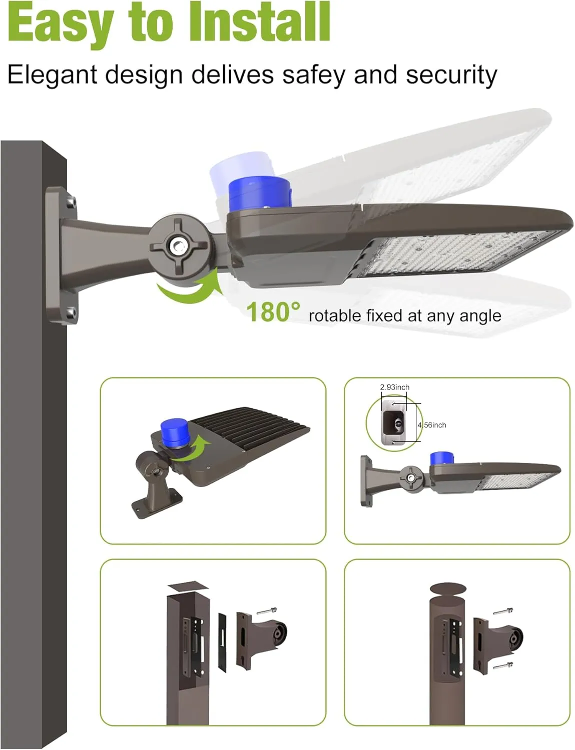 YXL LED Parking Lot Shoebox Light with Dusk to Dawn Photocell, 21000LM 5000K Daylight Arm Mount, IP65 Waterproof Area Light for Parking Lot Sports Stadium