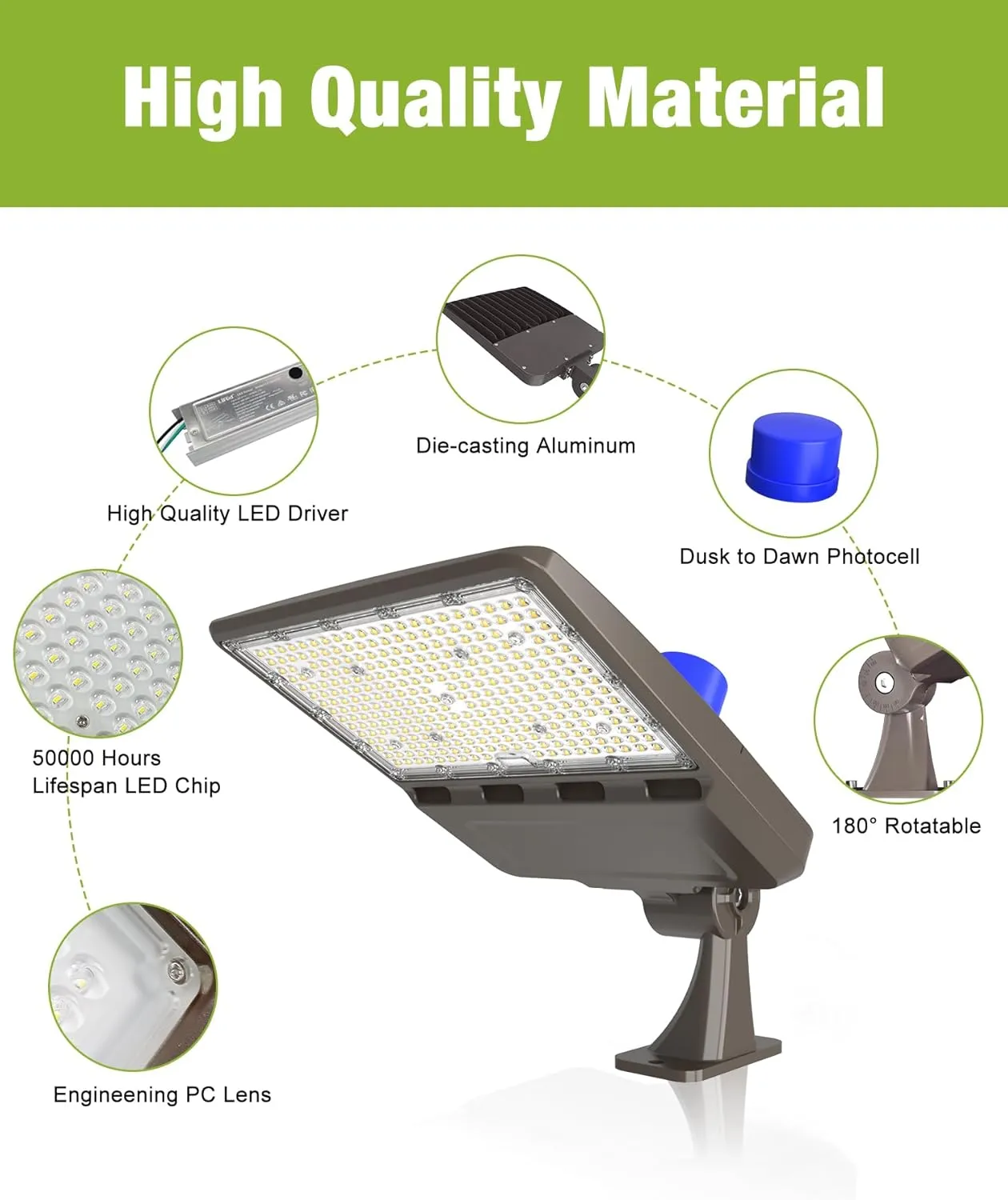 YXL LED Parking Lot Shoebox Light with Dusk to Dawn Photocell, 21000LM 5000K Daylight Arm Mount, IP65 Waterproof Area Light for Parking Lot Sports Stadium