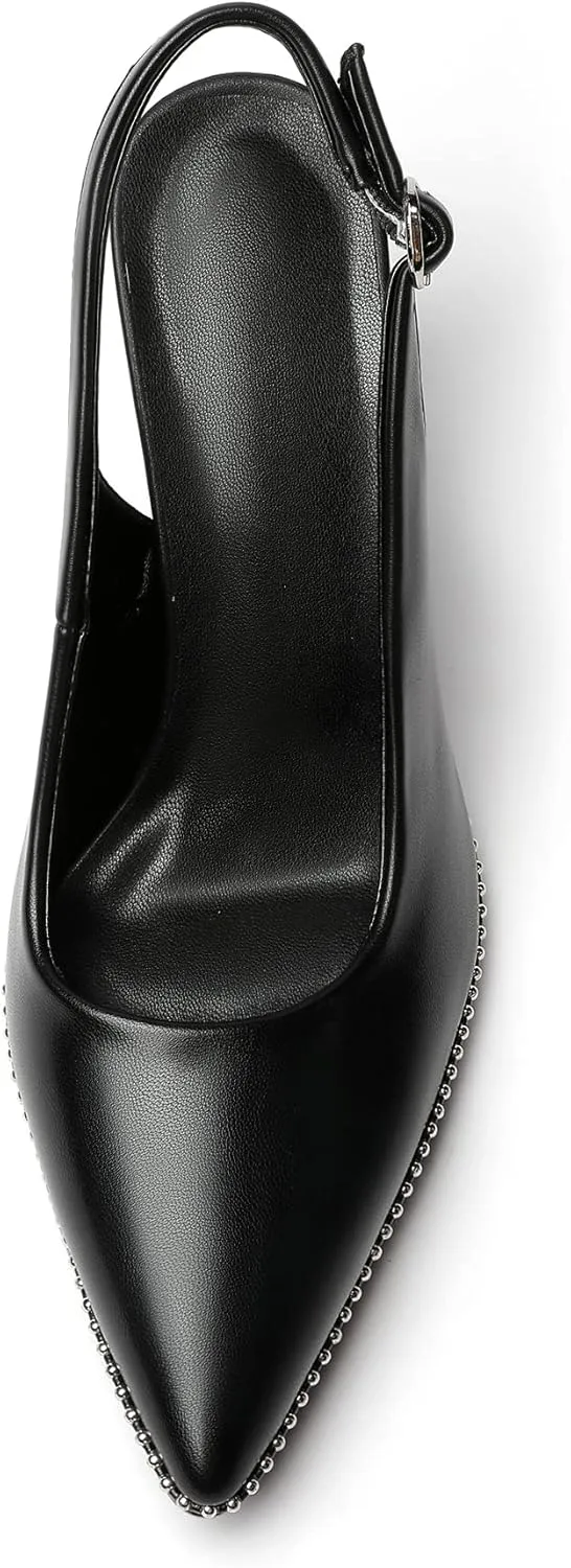 Zamikoo Women's High Heel Slingback Pumps Pointed Toe Ankle Strap Stiletto Heels Comfort Chic Heeled Shoes for Party Evening Dresss