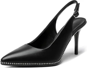 Zamikoo Women's High Heel Slingback Pumps Pointed Toe Ankle Strap Stiletto Heels Comfort Chic Heeled Shoes for Party Evening Dresss