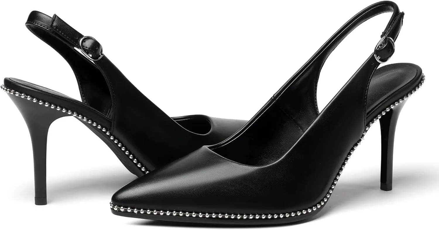 Zamikoo Women's High Heel Slingback Pumps Pointed Toe Ankle Strap Stiletto Heels Comfort Chic Heeled Shoes for Party Evening Dresss