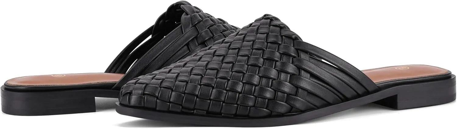 zero-sum Women's Closed Toe Flat Mules Braided Backless Slip-On Sandals Summer Loafer Casual Slides for Women