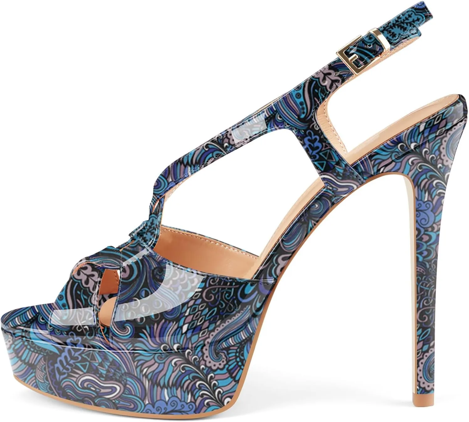 Z.Oufeier Women’s Cross Ankle Strap Slingback Sandals Platform High Stiletto Strappy Heels Open Peep Toe Buckle Summer Dress Sexy Wedding Shoes